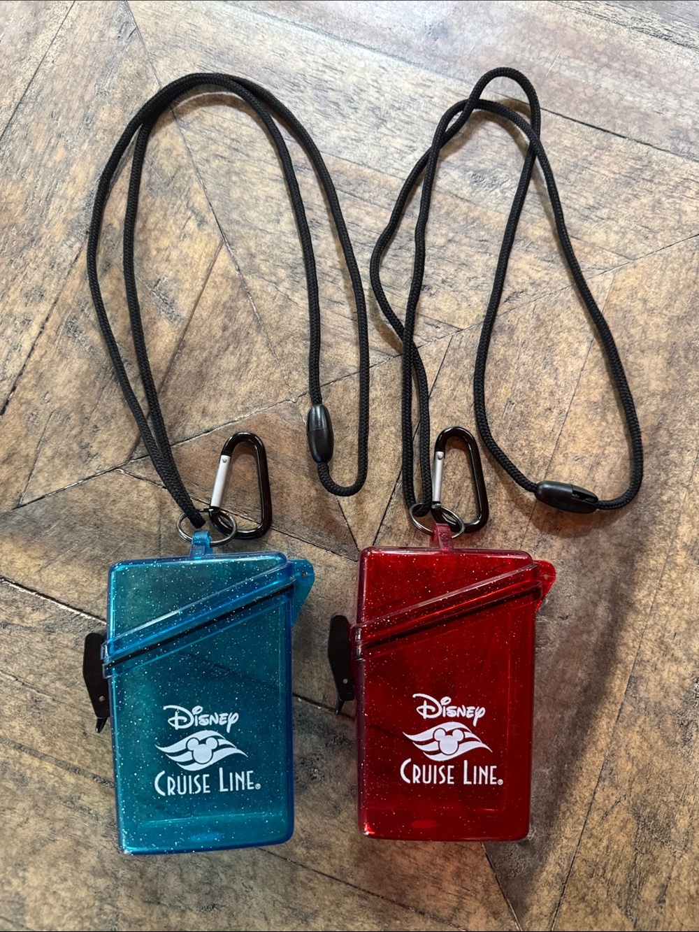 Disney Cruise Line Waterproof Lanyard Case - Blue & Red - set of 2
